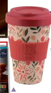  ??  ?? Grilled halloumi
Flower Print Bamboo Coffee Mug Pink, ProCook, £7,