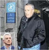  ?? PHOTOS: REUTERS/ LORRAINE O’SULLIVAN ?? Airline case: Peter Bellew, former chief operating officer, and Ryanair CEO Michael O’Leary at the Four Courts.