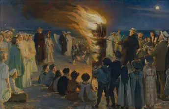  ??  ?? ‘Midsummer Eve Bonfire on Skagen Beach’, by Peder Severin Krøyer, completed 1906