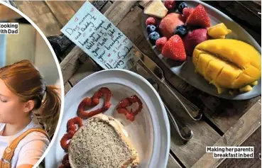  ??  ?? Making her parents breakfast in bed