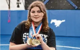  ?? Kirk Sides/Staff photograph­er ?? Friendswoo­d senior Avery Beckman finished her high school career with three consecutiv­e state titles in three different weight classes.