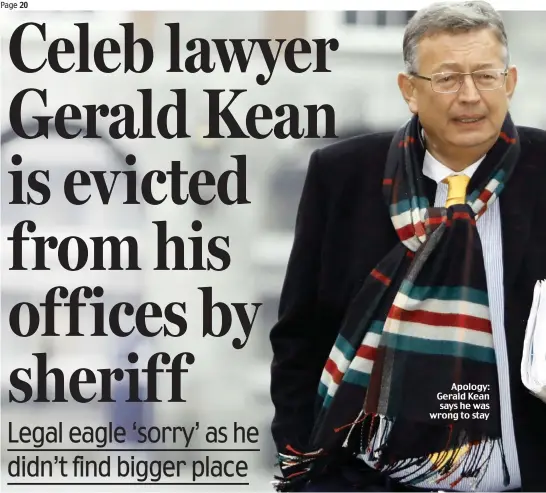  ??  ?? Apology: Gerald Kean says he was wrong to stay