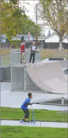  ?? NEWS-SENTINEL FILE PHOTOGRAPH ?? Kids use the skate park at Kofu Park in Lodi Wednesday, Nov. 30, 2016. A group of local skaters asked Lodi City staff on Wednesday night to consider funding for lights, a restroom and overall improved structures at the Kofu Skate Park.