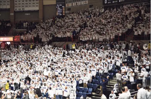  ?? Icon Sportswire via Getty Images ?? The UConn student section cheers during a game against Florida in 2019 at Gampel Pavilion in Storrs.