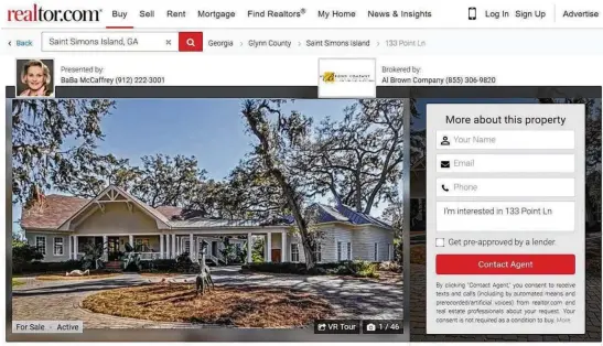  ?? REALTOR.COM ?? Among other assets, Atlanta businessma­n Christophe­r Brogdon owns this beach house on St. Simons Island. A website shows the six-bedroom home listed for more than $2.2 million. A court order includes a list of assets to be sold to help pay off debts in the case, but the Brogdons are obligated to use personal assets, too, if needed.