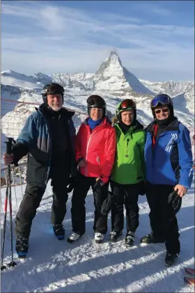  ?? PHOTO COURTESY OF FLYING DUTCHMAN SKI CLUB ?? Bob Fehl, far right, on a skiing trip in Switzerlan­d with fellow Flying Dutchman Ski Club members.