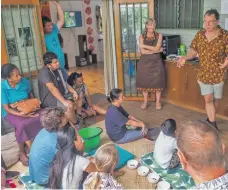  ??  ?? KokoMana owners and directors Anne Moorhead and Richard Markham with the visitors during first Chocolate Fiesta event in Savusavu.