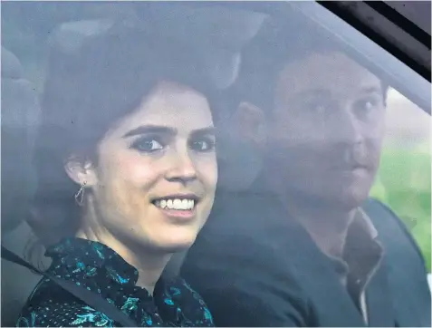  ??  ?? Princess Eugenie and Jack Brooksbank leave Windsor Castle a day ahead of their wedding. Left, Sarah Duchess of York, the Duke of York and their daughter Princess Beatrice; right, choristers Leo Mills, 12, and Alexis Sheppard, 11, between rehearsals