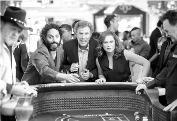  ??  ?? Jason Mantzoukas, Will Ferrell and Amy Poehler in ‘The House’. — Glen Wilson, Warner Bros. Pictures