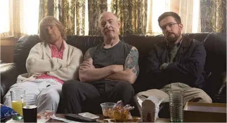  ??  ?? The hot- tempered Roland ( J. K. Simmons, center) gets a visit from Kyle ( Owen Wilson) and Peter ( Ed Helms) in “Father Figures.” | WARNER BROS. PHOTOS
