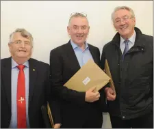  ??  ?? Paddy McMahon, Pat Toner and Padraic O’Connor were all returned unopposed to the county executive.