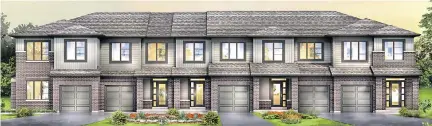  ??  ?? Minto is debuting three new single-family designs at Quinn’s Pointe as well as the new Executive Townhomes (pictured).