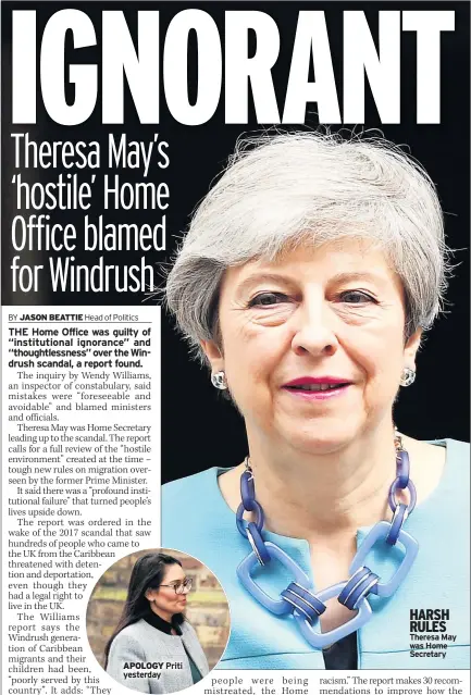  ??  ?? HARSH RULES Theresa May was Home Secretary