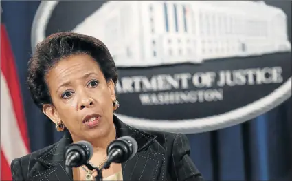  ?? Picture: REUTERS ?? SEQUEL TO MASSACRE: US attorney-general Loretta Lynch has announced a federal grand jury has indicted suspected white supremacis­t Dylann Roof on hate-crime and other charges. Here, she speaks about the murders of nine African-Americans at an historic...