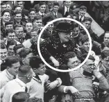  ?? ?? Under threat: Wills Memorial Building in Bristol, and students lifting Churchill when he was elected as university chancellor