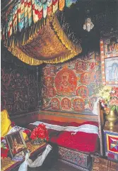  ??  ?? LEFT The bed of His Holiness Dilgo Khyentse Rinpoche.