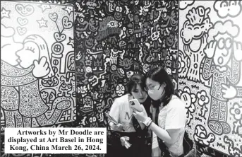  ?? ?? Artworks by Mr Doodle are displayed at Art Basel in Hong Kong, China March 26, 2024.