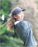  ?? EDITH NORIEGA/THE REGISTER-GUARD ?? North Eugene’s Francesca Tomp is going for her third individual 5A state championsh­ip at Trysting Tree Golf Club in Corvallis.