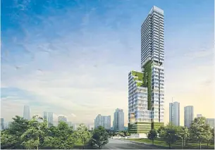  ??  ?? Conner Ratchathew­i, a 38-storey condominum with 294 units worth 3.2 billion baht, will be a joint venture between contractor Sangfah Constructi­on Co and developer The Creators HQ Co.