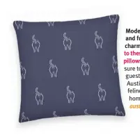  ?? ?? Modern, minimalist, and full of cheeky
charm! Cozy up to these playful pillows that will be sure to make your guests smile. Visit Austinwood for more feline fun inspired home goods! austinwood.shop