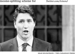  ?? Sean Kilpat rick / The Cana dian Press ?? Justin Trudeau has been vague on whether he would keep the Tories’ extension to the Universal Child Care benefit.