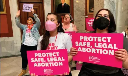  ?? ?? Abortion rights supporters protest at the Kentucky capitol in Frankfort last year. Photograph: Bruce Schreiner/AP