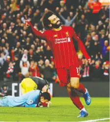  ?? PHIL NOBLE/REUTERS ?? Mohamed Salah and his Liverpool side appear to have the Premier League title locked up.