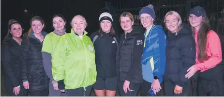  ?? (Pic: John Ahern) ?? READY FOR ROAD - Kathleen’s supporters turned out in force for last Tuesday night’s Operation Transforma­tion community walk/run in Watergrass­hill, l-r: Niamh Casey, Emily Hyde, Heather Mullins, Kathleen Hurley-Mullins, Amy Turpin, Katie Turpin, Alex Murphy, Roisin O’Donovan and Clare O’Donovan.