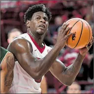  ?? NWA Democrat-Gazette/J.T. WAMPLER ?? Arkansas senior guard Jaylen Barford is averaging 19.6 points per game entering today’s matchup against No. 14 Minnesota at Walton Arena in Fayettevil­le.