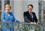  ?? FOTO: AFP ?? Gaben sich harmonisch: Kanzlerin Merkel und Italiens Ministerpr­äsident Conte.