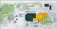  ?? COURTESY GRAPHIC ?? A preliminar­y diagram showing plans for Peetz School District’s new school.