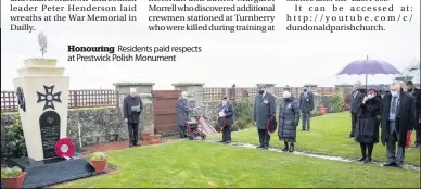  ??  ?? Honouring Residents paid respects at Prestwick Polish Monument