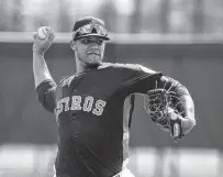  ?? Karen Warren / Staff photograph­er ?? Manager Dusty Baker and the Astros hope Bryan Abreu finds success out of the bullpen like he did as a rookie in 2019.