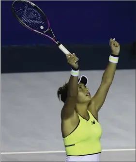  ??  ?? Heather Watson celebrates victory in Mexico