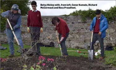  ??  ?? Betsy Hickey with, from left, Conor Kumalo, Richard McCormack and Ross Proudfoot.