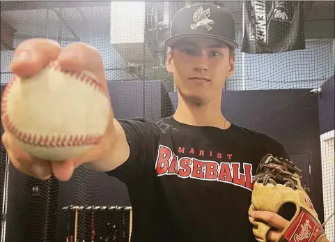  ?? Pete Paguaga / Hearst Connecticu­t Media ?? Xavier’s Tyler Hartley is one of the best pitchers in the SCC and the state. Hartley poses at the ATi New England Athlete Training Institute in Cromwell on Monday.