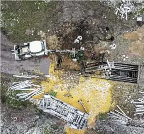  ?? AFP ?? Friendly fire? an aerial view of the site where a missile strike killed two men in the eastern Poland village of Przewodow, near the border with war-ravaged ukraine on nov 15. —