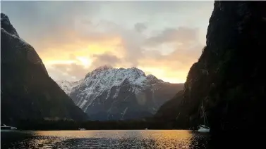  ??  ?? ABOVE: Mike sought refuge in Milford Sound after Cavatina was knocked down in 40-knot winds and 5-metre seas