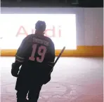  ??  ?? Sharks veteran Joe Thornton skates during a delay after the lights went out at SAP Center.