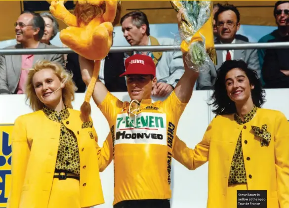  ??  ?? Steve Bauer in yellow at the 1990 Tour de France