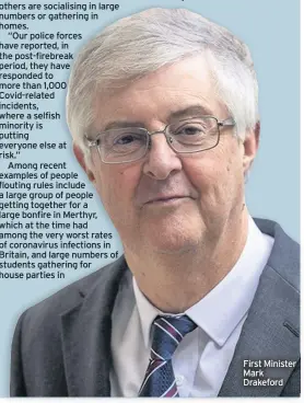  ??  ?? First Minister Mark Drakeford