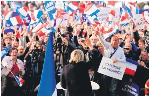  ?? Picture: Reuters ?? HER PEOPLE. Marine Le Pen, French National Front candidate, attends a ‘people’s party’ with supporters in Ennemain, northern France, on Thursday.