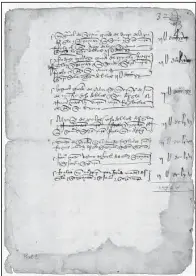  ?? Coleccion Duques de Alba ?? Christophe­r Columbus’ list of the people who went on his 1492 journey of discovery was recorded on Nov. 16, 1498.