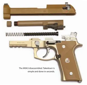  ?? The M9A3 disassembl­ed. Takedown is simple and done in seconds. ??