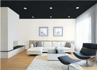  ?? PHOTOS COURTESY OF SICO PAINTS ?? Design experts often refer to the ceiling in a room as the fifth wall, and note that applying a dark paint on that space can add considerab­le punch to the look of the room — especially if that room’s decor is otherwise mostly light-coloured.