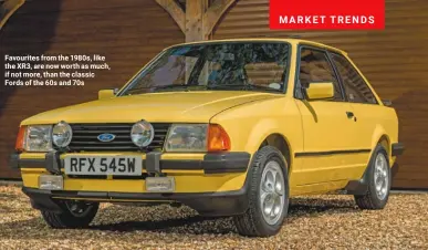  ??  ?? Favourites from the 1980s, like the XR3, are now worth as much, if not more, than the classic Fords of the 60s and 70s