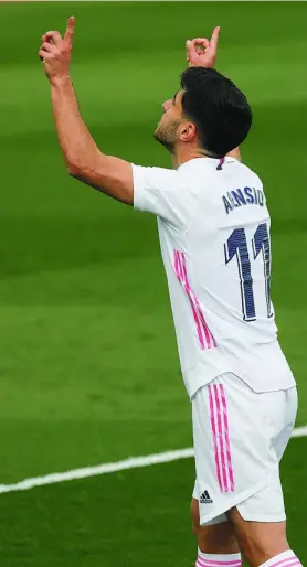  ?? GONZALO PÉREZ ?? Asensio dedicó a su abuelo su gol contra el Eibar