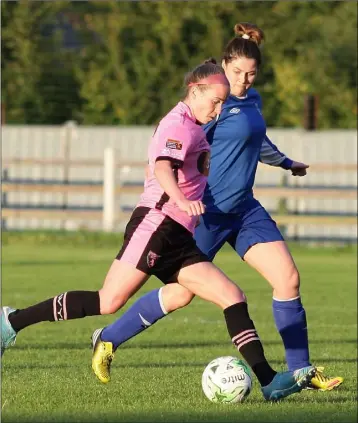  ??  ?? Claire O’Riordan of Wexford Youths is tracked by Manulla F.C. defender Michelle Ruane.