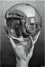  ??  ?? arriba, Mano con esfera reflectant­e, litografía, 1935. a la izqda., día y noche, xilografía, 1938.
