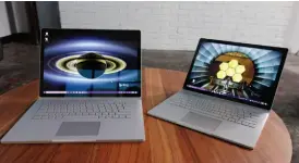  ??  ?? The 15-inch Surface Book 2 (left) sits next to the original 13.5-inch Surface Book, which otherwise looks nearly identical.